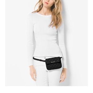 Michael Kors Sloan Quilted Belt Bag in black. NEW!